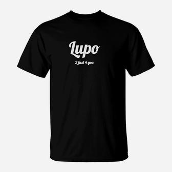 Lupo 2 Feel 4 You Schwarzes T-Shirt, Unisex Design mit Zitat - Seseable