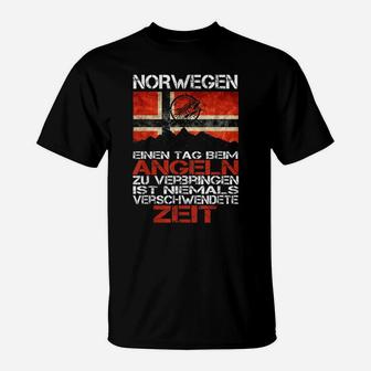 Lustige Norwegen-Flagge Hochseangeln F T-Shirt - Seseable