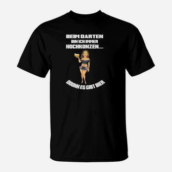 Lustiges Dart-Spieler T-Shirt Hochkonzentriert mit Bier Spruch - Seseable