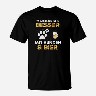 Lustiges Hunde und Bier T-Shirt für Herren, Leben Besser mit Hunden - Seseable