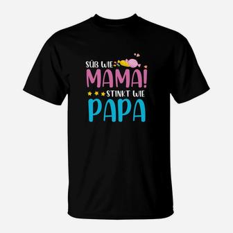 Lustiges Kinder T-Shirt Süß wie Mama, stinkt wie Papa, Witziges Statement-Shirt - Seseable