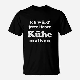 Lustiges Kuh-Melken Statement T-Shirt Schwarz, Bauernhof Humor - Seseable