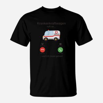Lustiges Rettungsdienst T-Shirt mit Krankenwagen & Telefon Motiv - Seseable