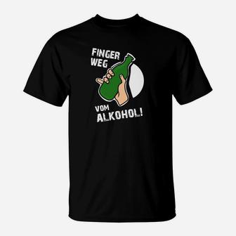 Lustiges Schwarzes T-Shirt Finger Weg Vom Alkohol für Partys - Seseable