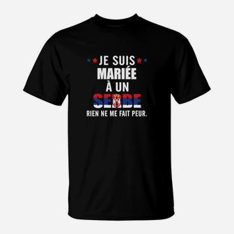 Lustiges Serben Ehepartner T-Shirt - 'Je suis mariée à un Serbe' Motiv - Seseable