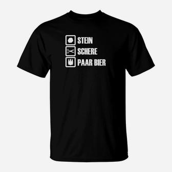 Lustiges T-Shirt mit Stein-Schere-Papier-Bier Motiv, Spaßiges Outfit - Seseable