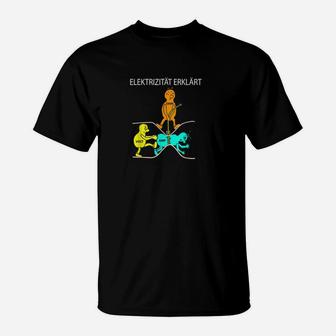 Lustiges Wissenschafts-T-Shirt Elektrizität erklärt, Comic-Figuren Design - Seseable