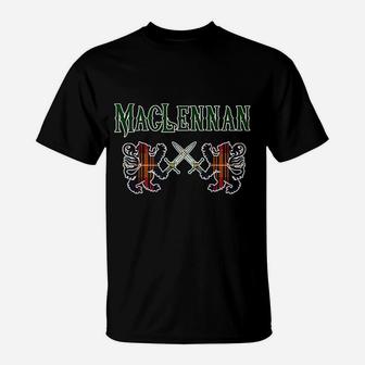 Maclennan Scottish Clan Family Kilt Tartan Lion T-Shirt - Seseable