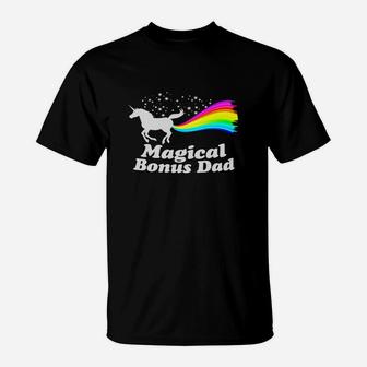 Magical Bonus Dad Unicorn Farting Rainbow T Shirt -funny Tee Black Youth T-Shirt - Seseable