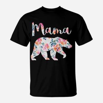 Mama Bear Floral Tee Mom Graphic Matching Family T-Shirt - Seseable