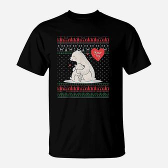 Mama Bear Hugs Ugly Christmas Family Matching T-Shirt - Seseable