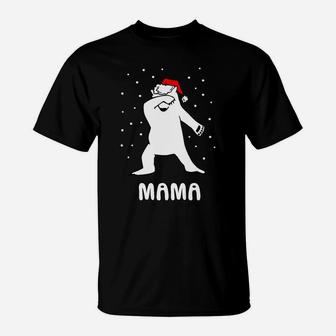 Mama Christmas Santa Bear Family Matching Pajamas T-Shirt - Seseable
