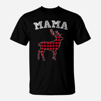 Mama Reindeer Matching Family Group Christmas Pj Tee T-Shirt - Seseable