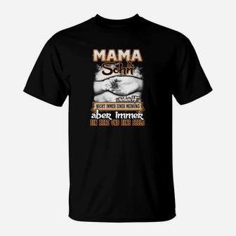 Mama Schutz Engelsflügel Schwarzes T-Shirt mit Emotionaler Botschaft - Seseable