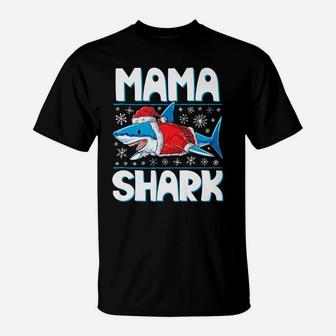 Mama Shark Santa Christmas Family Matching Pajamas T-Shirt - Seseable