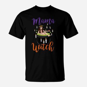 Mama Witch Cute Halloween Lover For Wine Moms T-Shirt - Seseable