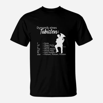 Männer T-Shirt Schwarz: Dynamik eines Tubisten, Musik Tee - Seseable