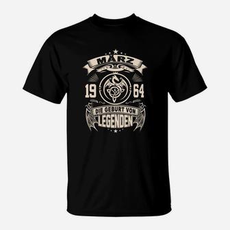 März 1964 Geburtstag T-Shirt, Legenden Design Schwarz - Seseable