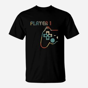 Matching Gamer Couple Tee Player 1 Player 2 T-Shirt - Seseable