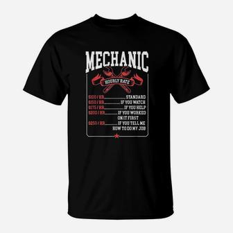 Mechanic Hourly Rate Labor Rates Funny Mechanic T-Shirt - Seseable