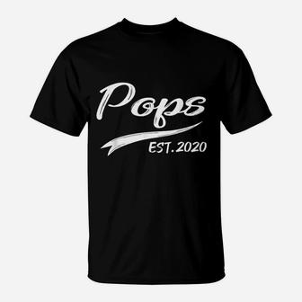 Men Pops Established 2020 Fathers Day Gift T-Shirt - Seseable