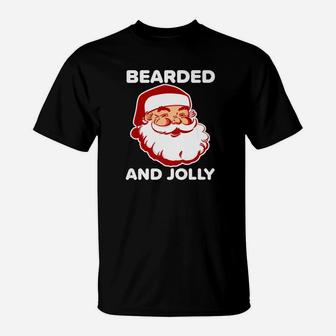 Mens Bearded And Jolly Funny Christmas Santa Humor T-Shirt - Seseable