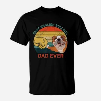 Mens Best English Bulldog Dad Ever Vintage Dog Gift Father's Day T-Shirt - Seseable