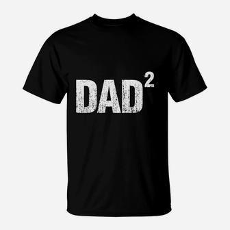 Mens Dad Squared Two Kids Dad Distressed T-Shirt - Seseable
