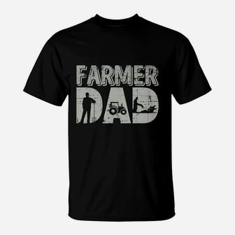 Mens Farmer Dad Shirt Farm Farming Fathers Day Gift Tractor T-Shirt - Seseable