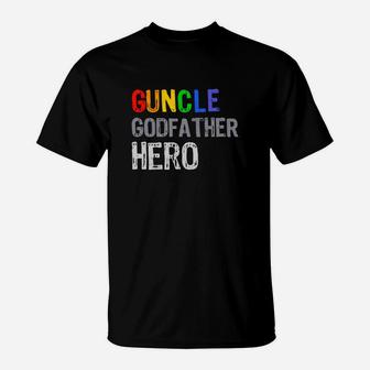 Mens Guncle Godfather Hero, dad birthday gifts T-Shirt - Seseable