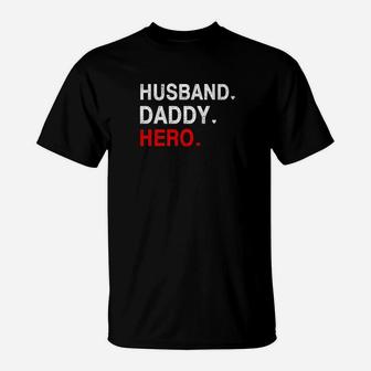 Mens Husband Daddy Protector Hero Cool Fathers Day Gift T-Shirt - Seseable
