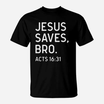 Mens Jesus Saves Bro Christian Shirts For Men T-Shirt - Seseable