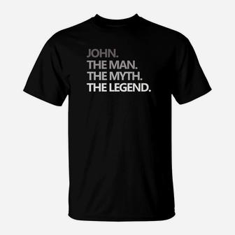 Mens John The Man Myth Legend Funny Fathers Day Gift Dad Retro Premium T-Shirt - Seseable