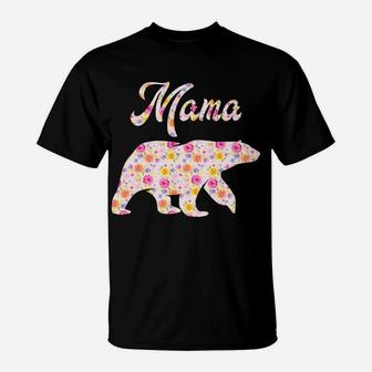 Mens Mama Bear Floral Mama Bear Awesome Gift For Mom T-Shirt - Seseable