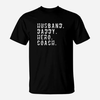 Mens Mens Husband Daddy Hero Coach Cool Father Dad T-Shirt - Seseable