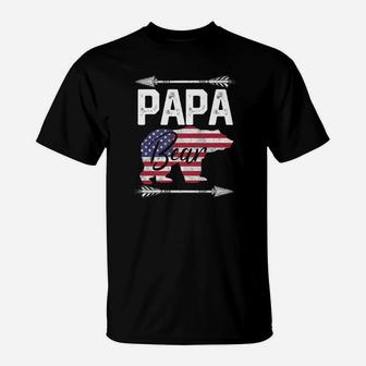 Mens Papa Bear Fathers Day 4th Of July American Flag Dad T-Shirt - Seseable