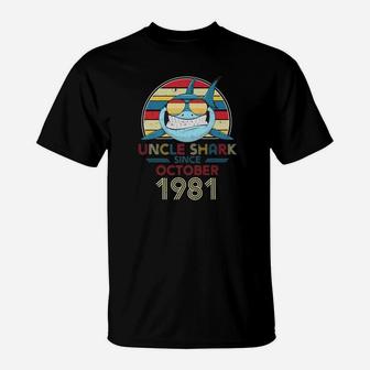 Mens Retro Vintage Uncle Shark Since October 1981 T-Shirt - Seseable