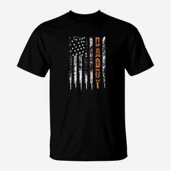 Mens Search And Rescue Orange Line Daddy Gift Dad T-Shirt - Seseable