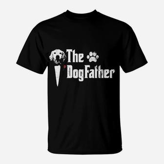 Mens The Dogfather Golden Retriever Dog Dad Fathers Day T-Shirt - Seseable