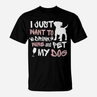 Mens Wine And Dog Loving T-Shirt - Seseable