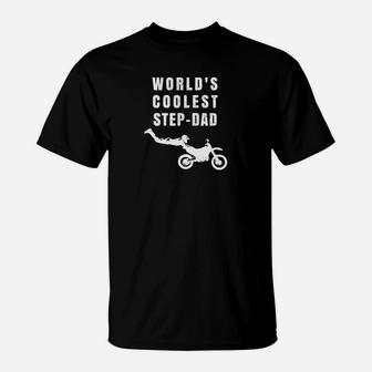 Mens Worlds Coolest Stepdad Shirt Motocross Racer Graphics T-Shirt - Seseable
