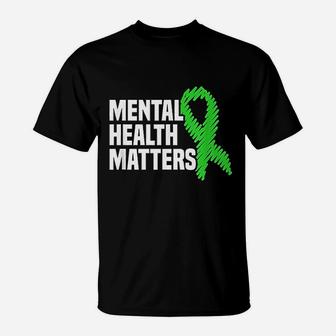 Mental Health Matters Green Ribbon Mental Health Awareness T-Shirt - Seseable