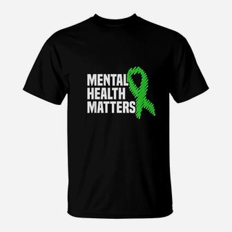 Mental Health Matters Green Ribbon Mental Health T-Shirt - Seseable