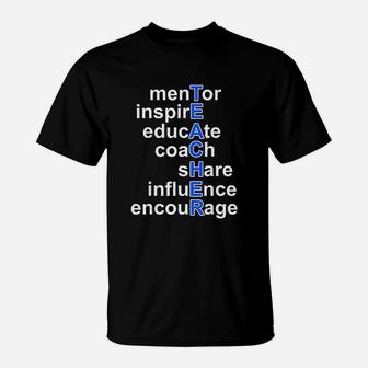 Mentor Inspire Educate Coach Teacher T-Shirt - Seseable
