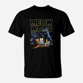 Meow Wars Cat Gifts For Cat Lovers Cat Stuff Themed Gifts T-Shirt - Seseable