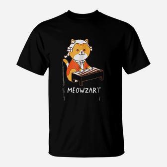 Meowzart Cat Pun Classical Music Piano Funny T-Shirt - Seseable