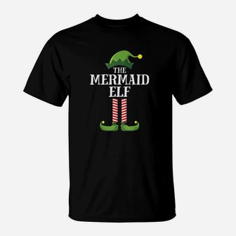 Mermaid Elf Matching Family Group Christmas Party Pajama T-Shirt - Seseable