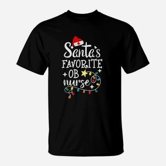Merry Christmas Nurse Crew Rn Santas Favorite Ob Nurse T-Shirt - Seseable
