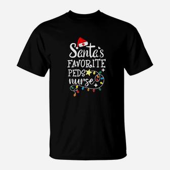Merry Christmas Nurse Crew Rn Santa's Favorite Peds Nurse T-Shirt - Seseable