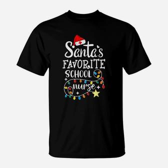 Merry Christmas Nurse Crew Rn Santa's Favorite School Nurse T-Shirt - Seseable